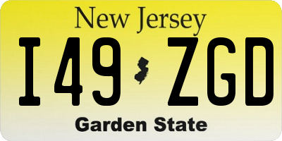 NJ license plate I49ZGD