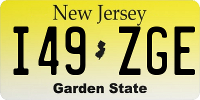 NJ license plate I49ZGE