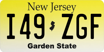 NJ license plate I49ZGF