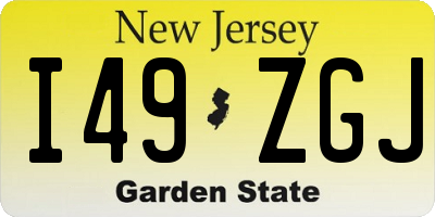 NJ license plate I49ZGJ