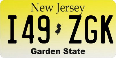 NJ license plate I49ZGK