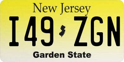 NJ license plate I49ZGN