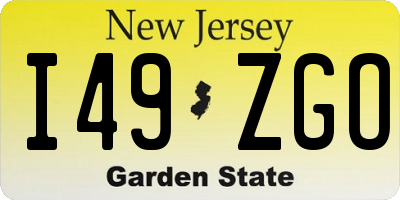NJ license plate I49ZGO
