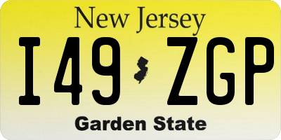 NJ license plate I49ZGP