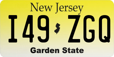 NJ license plate I49ZGQ
