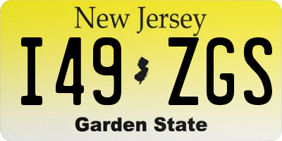 NJ license plate I49ZGS