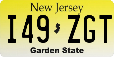 NJ license plate I49ZGT