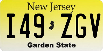 NJ license plate I49ZGV