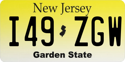 NJ license plate I49ZGW