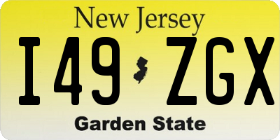 NJ license plate I49ZGX