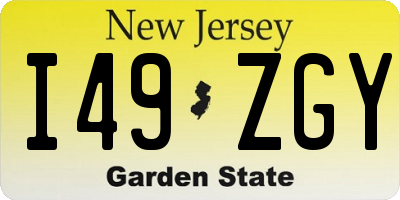 NJ license plate I49ZGY