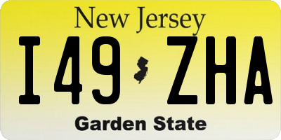NJ license plate I49ZHA