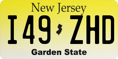 NJ license plate I49ZHD