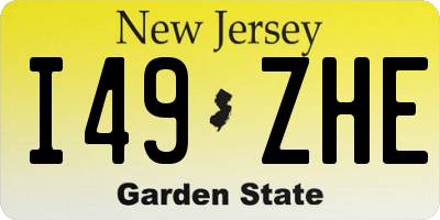 NJ license plate I49ZHE