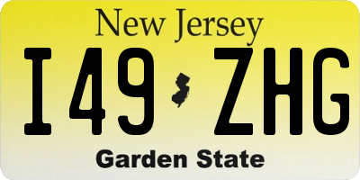 NJ license plate I49ZHG