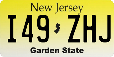 NJ license plate I49ZHJ