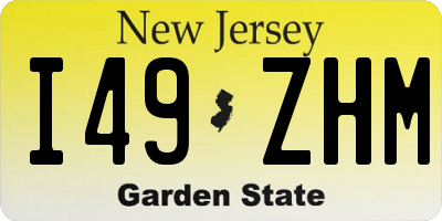 NJ license plate I49ZHM