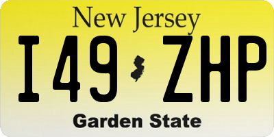 NJ license plate I49ZHP