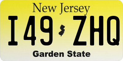 NJ license plate I49ZHQ