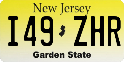NJ license plate I49ZHR