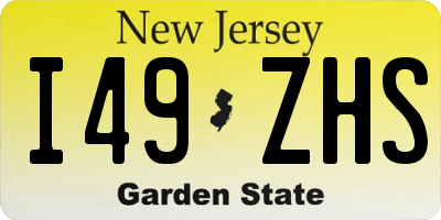 NJ license plate I49ZHS