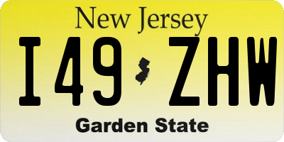 NJ license plate I49ZHW