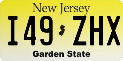 NJ license plate I49ZHX