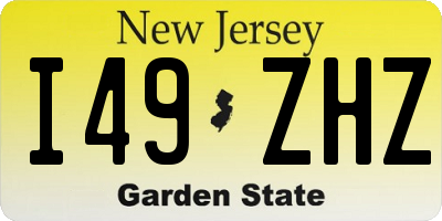 NJ license plate I49ZHZ