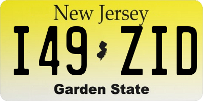 NJ license plate I49ZID