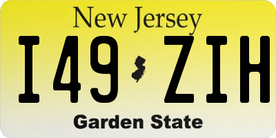 NJ license plate I49ZIH