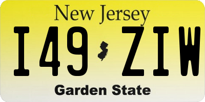 NJ license plate I49ZIW