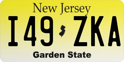 NJ license plate I49ZKA