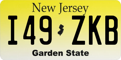 NJ license plate I49ZKB