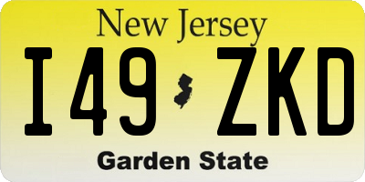 NJ license plate I49ZKD