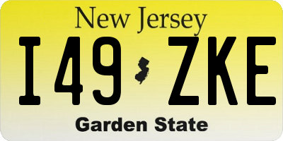 NJ license plate I49ZKE