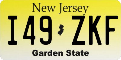 NJ license plate I49ZKF