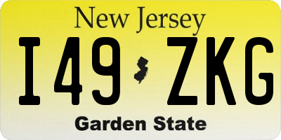 NJ license plate I49ZKG