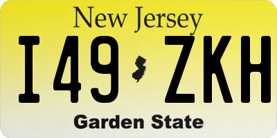 NJ license plate I49ZKH