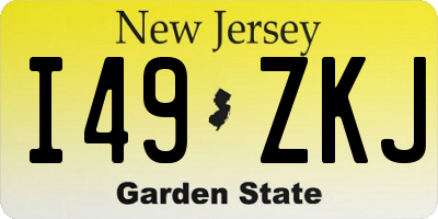 NJ license plate I49ZKJ