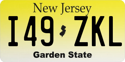 NJ license plate I49ZKL