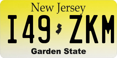 NJ license plate I49ZKM