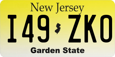 NJ license plate I49ZKO
