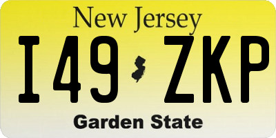 NJ license plate I49ZKP