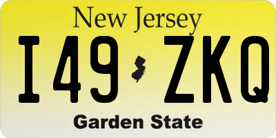 NJ license plate I49ZKQ