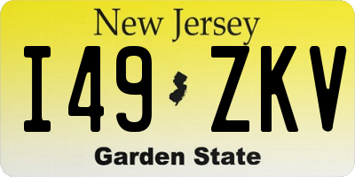 NJ license plate I49ZKV