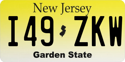 NJ license plate I49ZKW