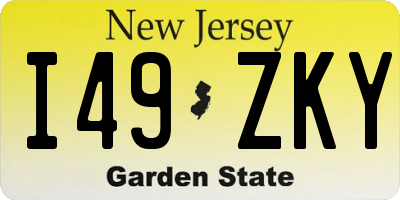NJ license plate I49ZKY
