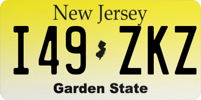 NJ license plate I49ZKZ