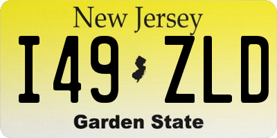 NJ license plate I49ZLD