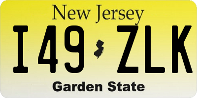 NJ license plate I49ZLK